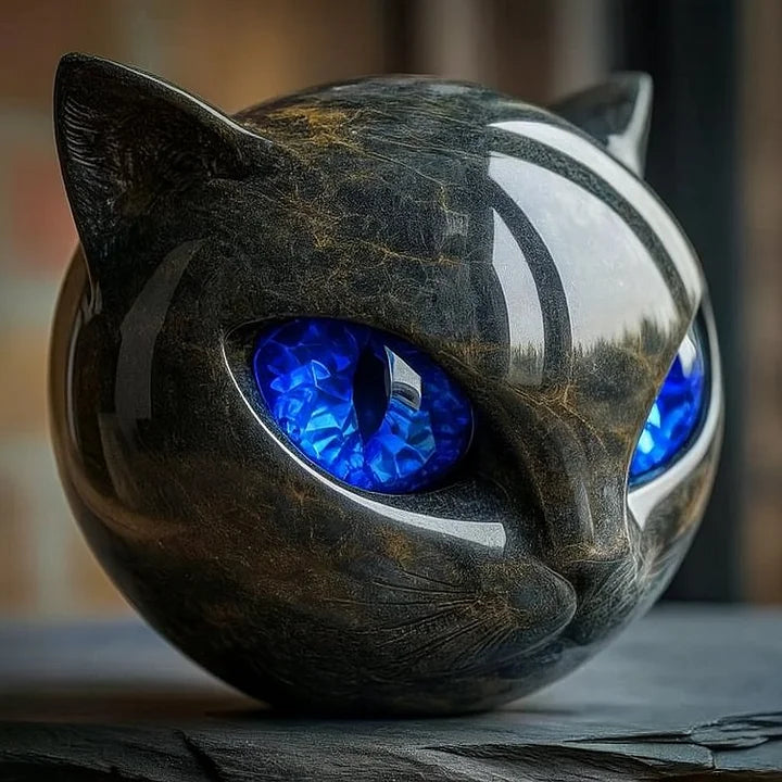 Mystieke Zwarte Kat Sculptuur | Gotisch Kat Hoofd Standbeeld Decor Ornament