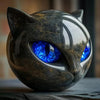 Mystieke Zwarte Kat Sculptuur | Gotisch Kat Hoofd Standbeeld Decor Ornament