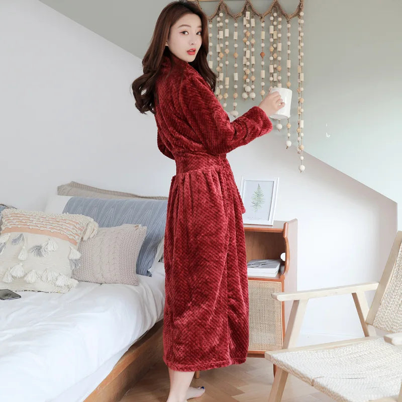 Warm Winter Bathrobe | Long Plush Morning Gown for Cold Days