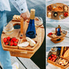 Draagbare houten picknick wijntafel | Opvouwbare wijn- en snackhouder voor buiten