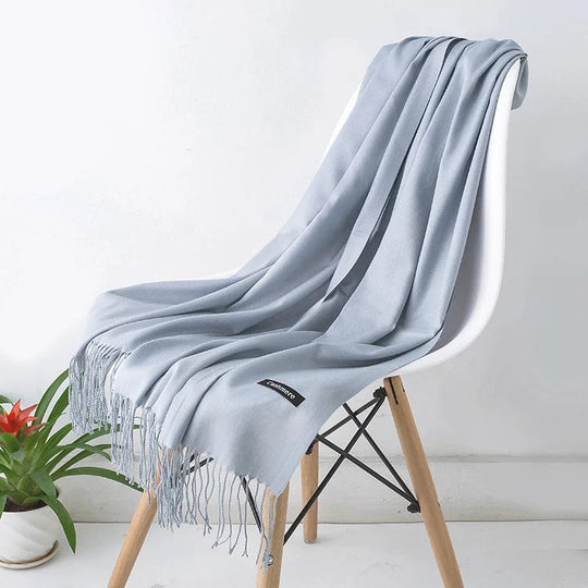 Lunga Sciarpa Lavorata a Maglia con Frange per Donna | Classica Stola