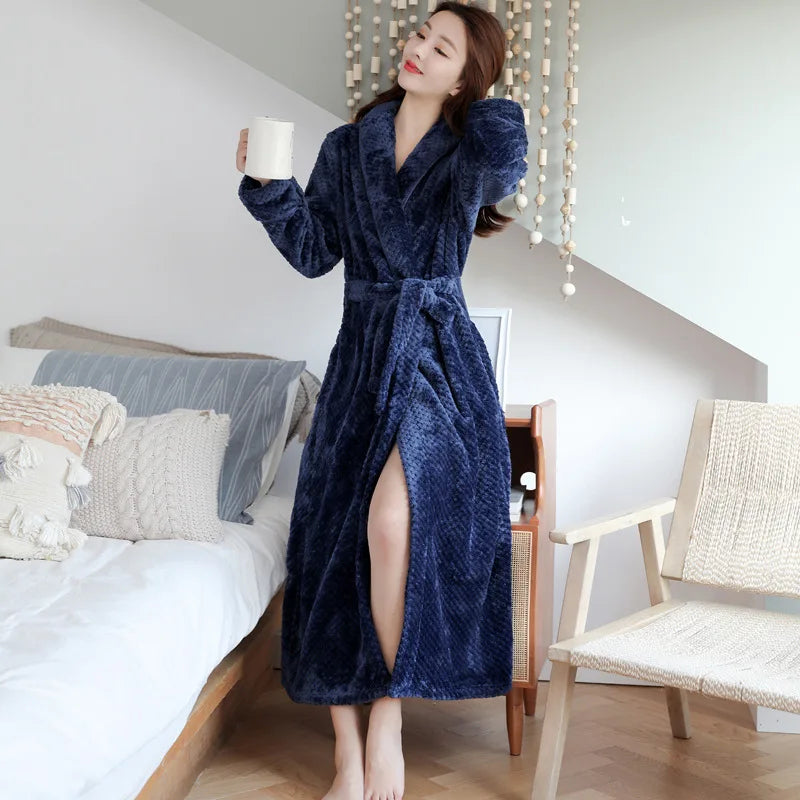 Warm Winter Bathrobe | Long Plush Morning Gown for Cold Days