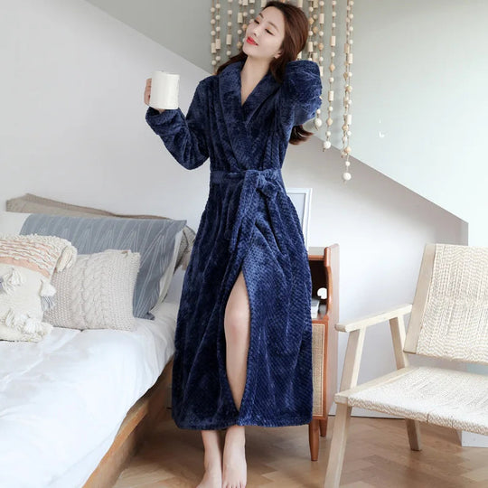 Warm Winter Bathrobe | Long Plush Morning Gown for Cold Days