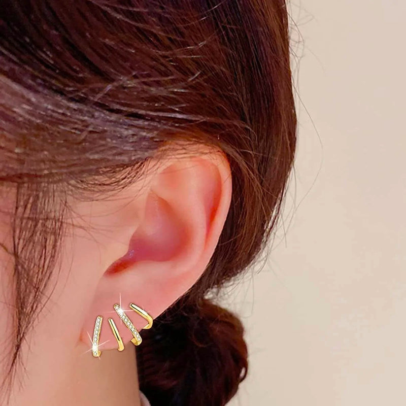 Orecchini Quattro Artigli - Artigli Color Argento con Accento di Cristalli
