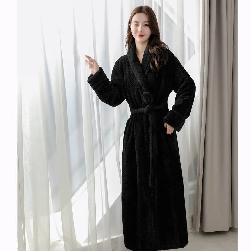 Warm Winter Bathrobe | Long Plush Morning Gown for Cold Days