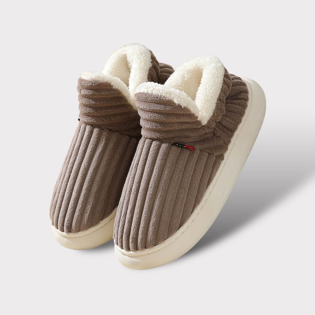 Pantofole da donna calde foderate in pile | Antiscivolo per interni Scarpe in velluto coste