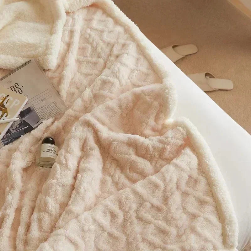 Warme wol Imitatiebont Deken | Behaaglijke Sherpa Plaid voor de Winter