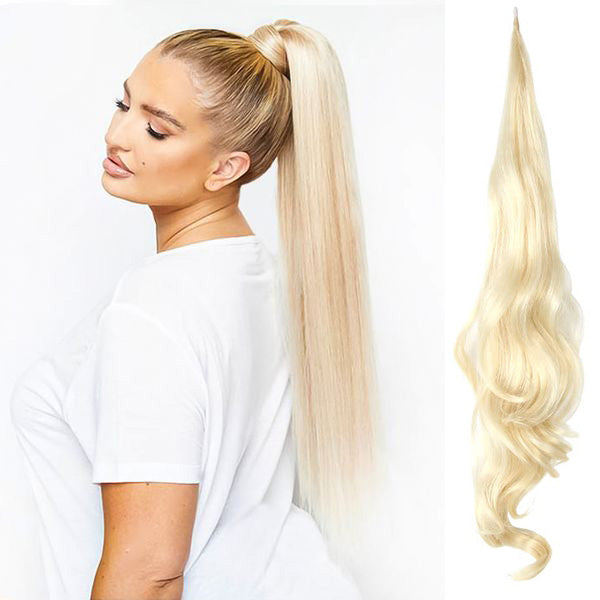 Paardestaart haarverlenging | lange dubbelgevlochten clip-in paardenstaart voor extra volume en volheid