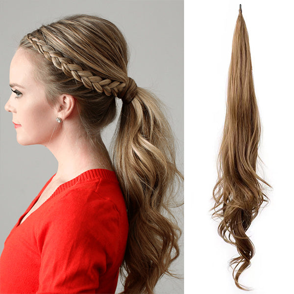 Paardestaart haarverlenging | lange dubbelgevlochten clip-in paardenstaart voor extra volume en volheid