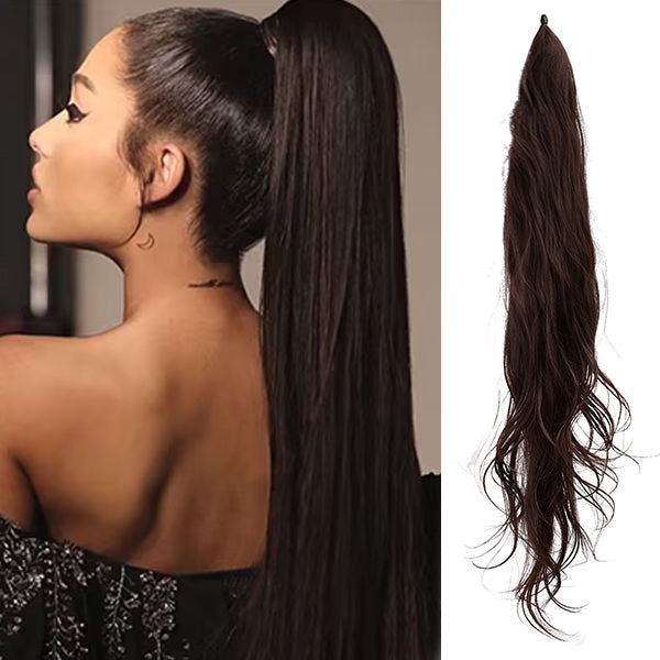 Paardestaart haarverlenging | lange dubbelgevlochten clip-in paardenstaart voor extra volume en volheid