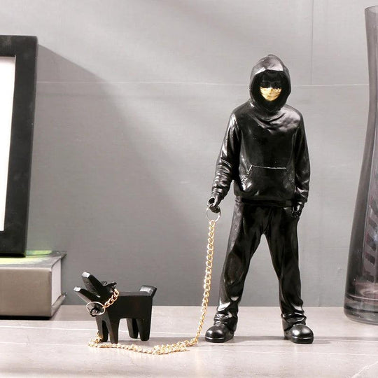 Banksy Man & Dogs Art Sculpture