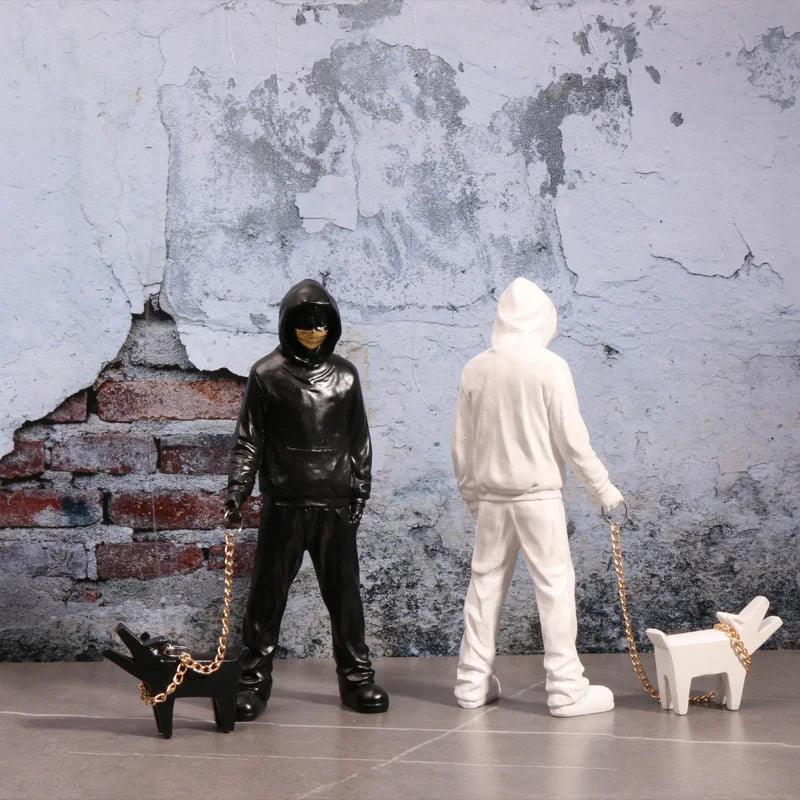 Banksy Man & Honden Kunst Sculptuur