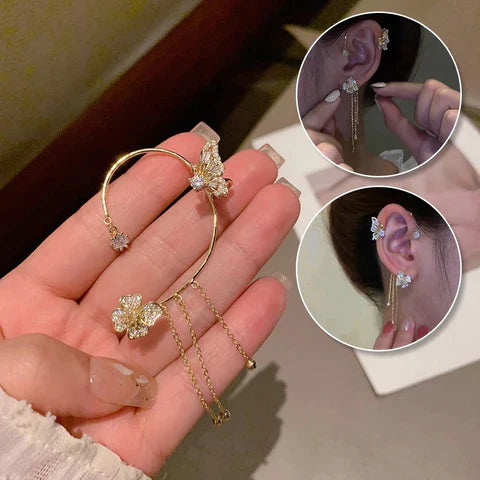 Orecchini a clip con farfalla scintillante – Look di lusso senza piercing alle orecchie