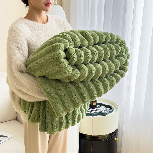 Ribbed Rabbit Plush Fluffy Blanket - Soft, Warm and Stylish