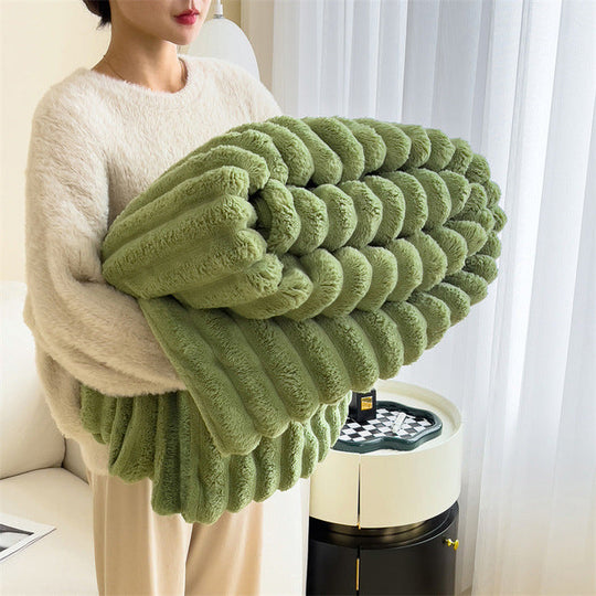 Ribbed Rabbit Plush Fluffy Blanket - Soft, Warm and Stylish