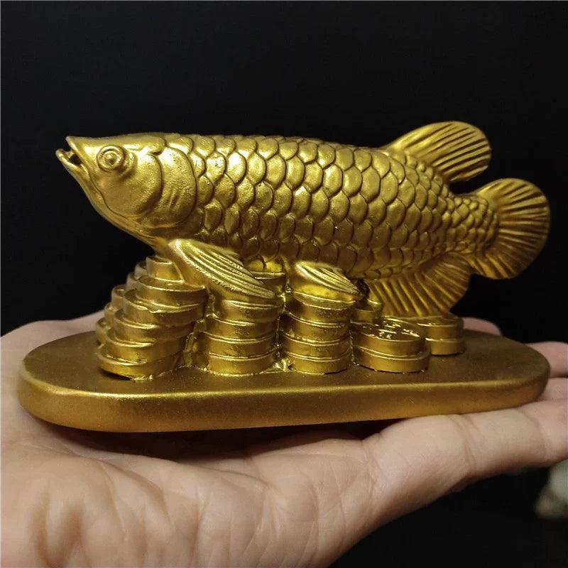 Figurine poisson porte-bonheur en or