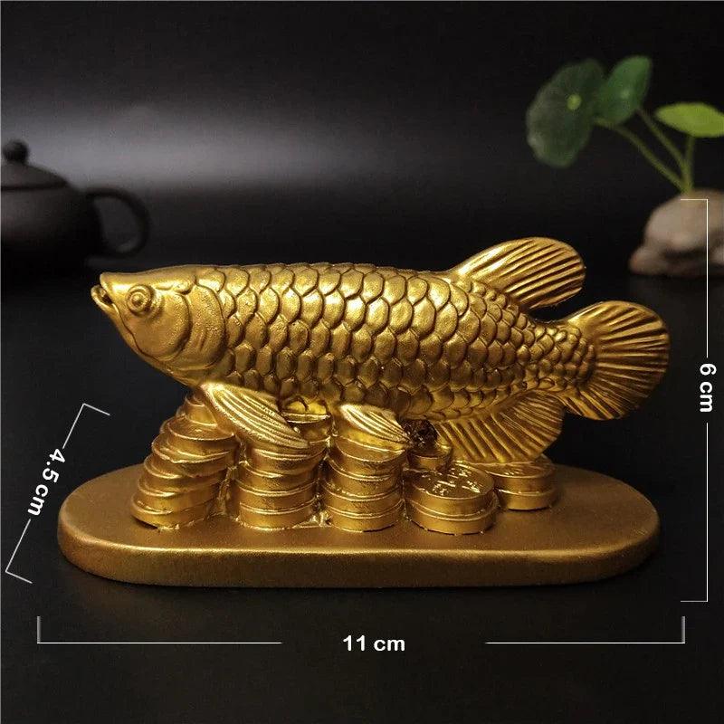 Figurine poisson porte-bonheur en or