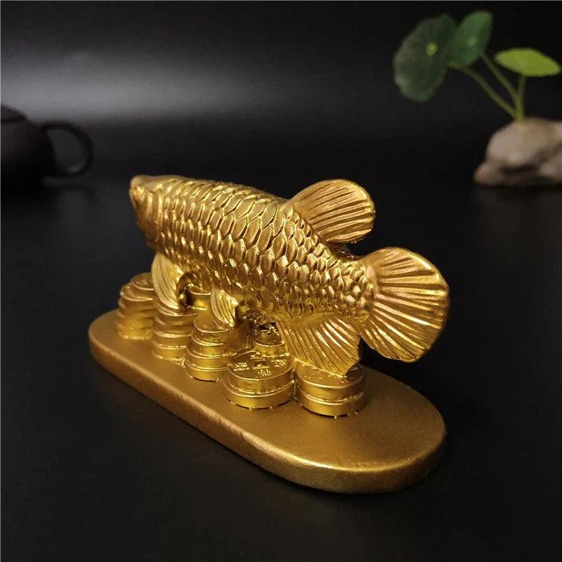 Figurine poisson porte-bonheur en or