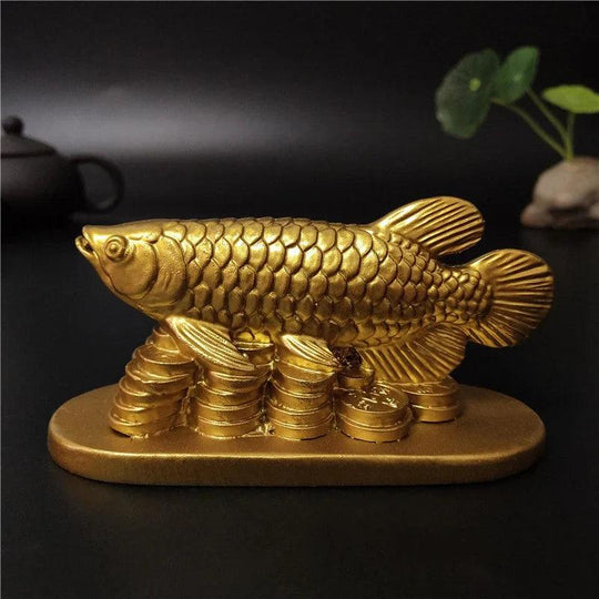 Figurine poisson porte-bonheur en or