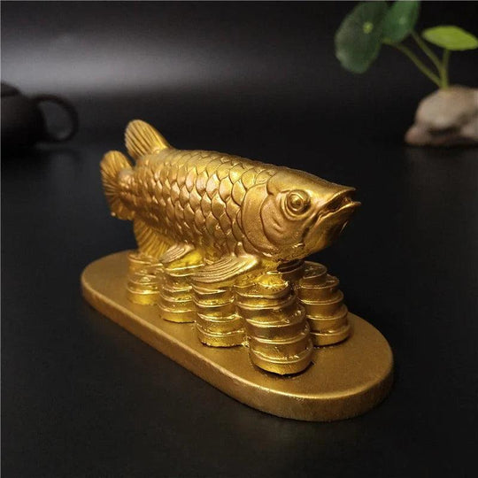 Figurine poisson porte-bonheur en or