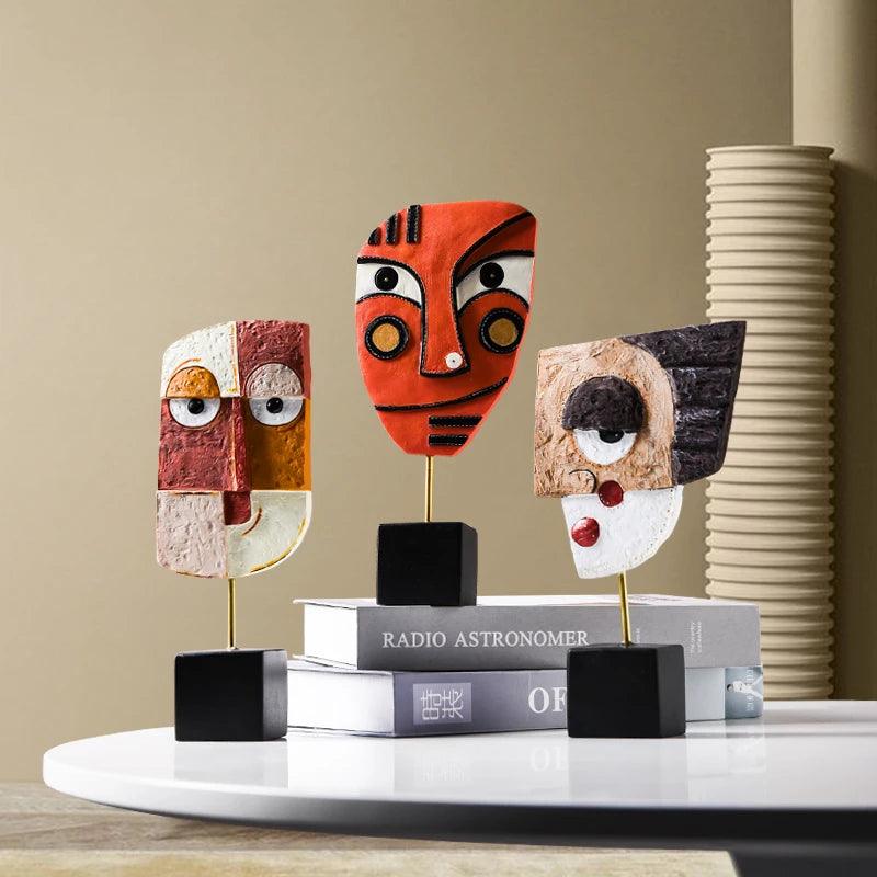 Maschera tribale africana - Arte astratta in resina per decorazione minimalista della casa
