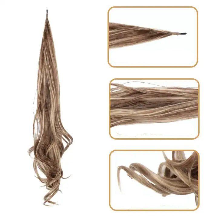 Paardestaart haarverlenging | lange dubbelgevlochten clip-in paardenstaart voor extra volume en volheid