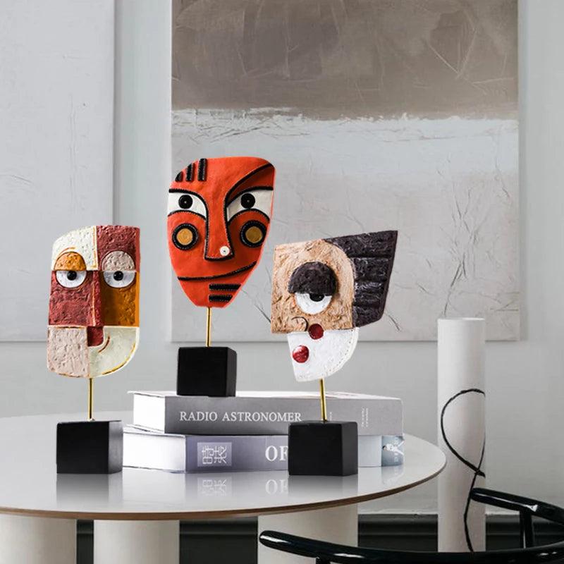 Afrikaans Tribaalmasker - Abstracte Harskunst voor Minimalistisch Huisdecor
