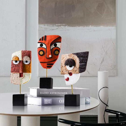 Afrikaans Tribaalmasker - Abstracte Harskunst voor Minimalistisch Huisdecor