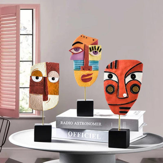 Afrikaans Tribaalmasker - Abstracte Harskunst voor Minimalistisch Huisdecor