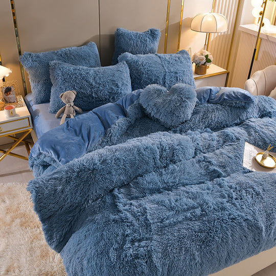 Rêves en peluche - 5 ensembles de literie en polaire + coussin cœur