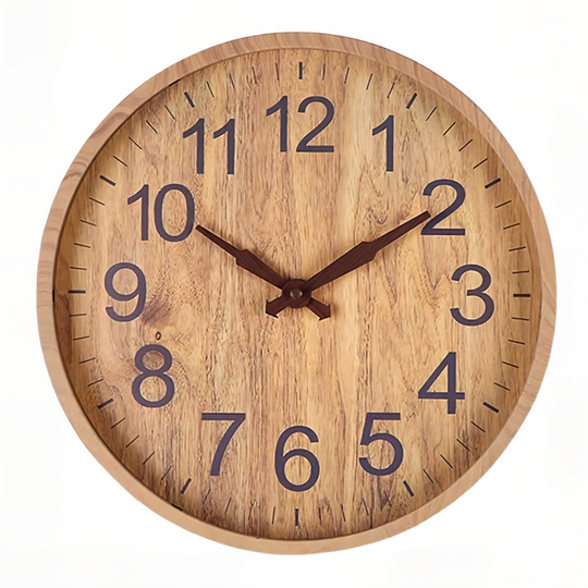 WoodAura – Horloge murale silencieuse en bois avec aspect naturel
