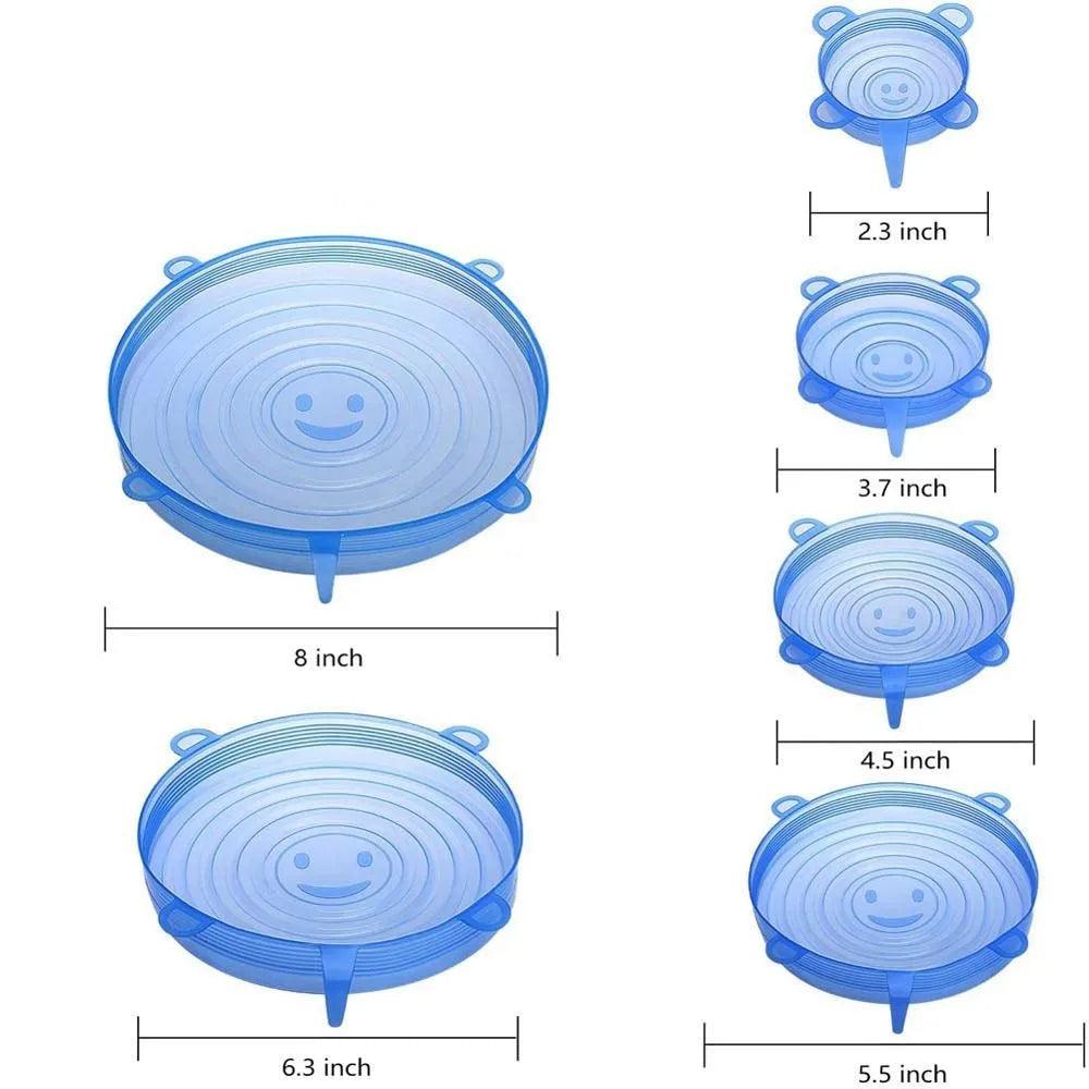 6 Stuks Siliconen Deksel Stretch Dekens voor Keuken, Magnetron, Voedsel Dekking, Komdeksels, Elastische Siliconen Lids Universeel Geschikt