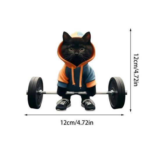 Sculpture of weightlifter cat