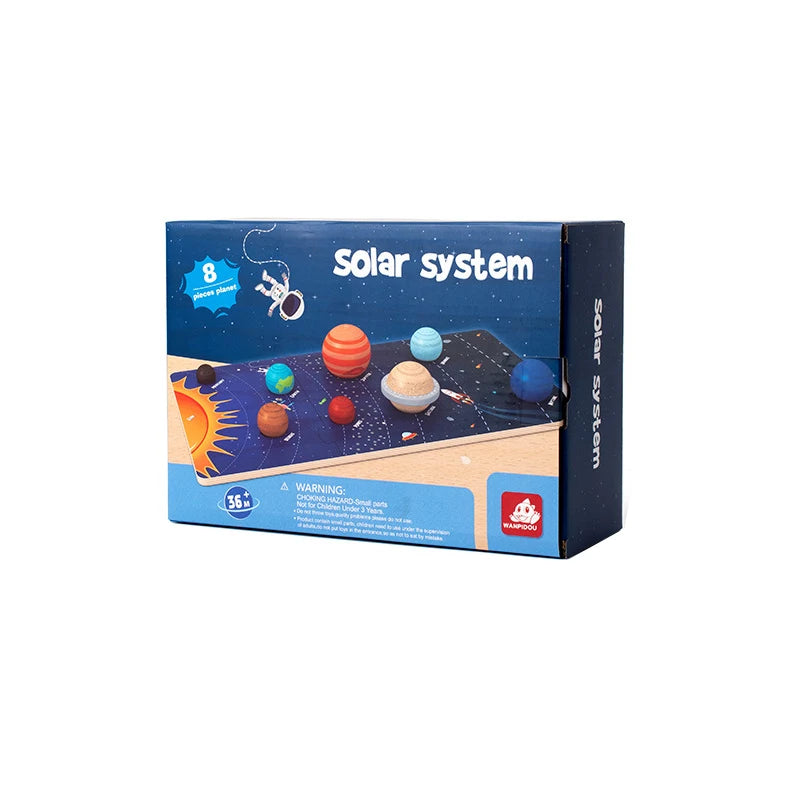 Baby Montessori 3D Planeten Puzzel – Educatief Houten Speelgoed voor het Heelal