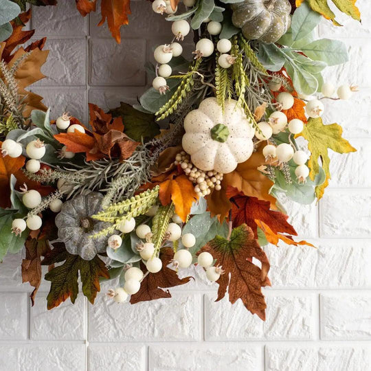 Herfst Pompoen & Esdoornbladkrans Set voor Voordeuren & Buitendecoratie