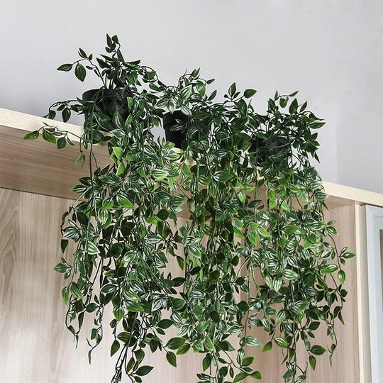 Plantes suspendues en plastique - Lianes murales avec feuilles pour extérieur et intérieur, décoration de jardin et salon, fleurs artificielles en rotin