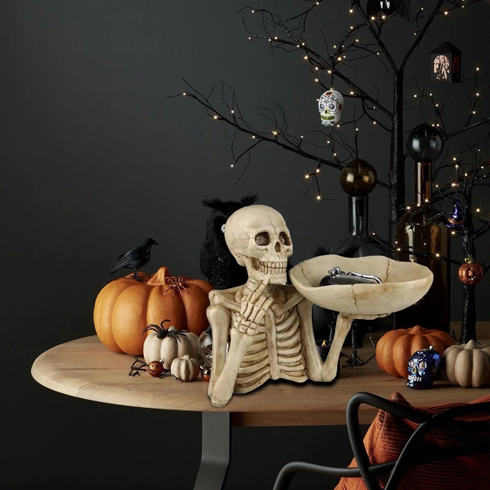Hars Schedel Dienblad Decoratief Ornament | Halloween