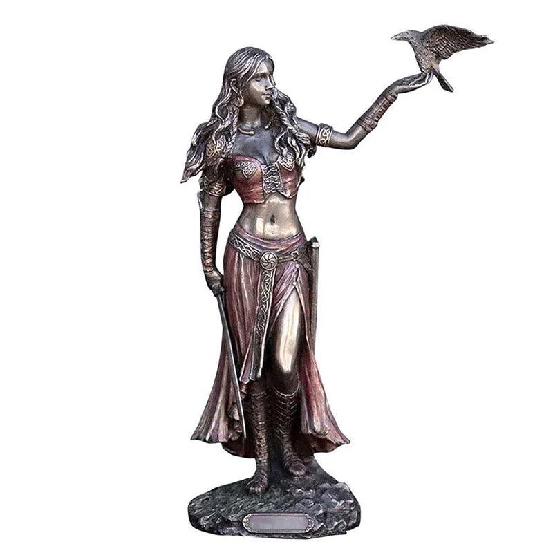 Goddess figurine with crow and sword