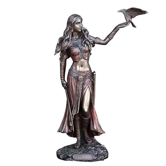 Goddess figurine with crow and sword