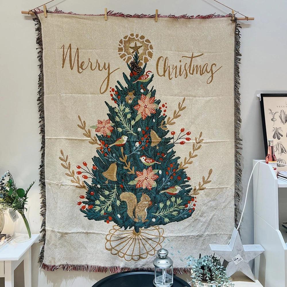 Coperta regalo di Capodanno 2024 – Schiaccianoci Albero di Natale Stella Copriletto e Plaid in pile morbido per decorazioni natalizie a casa