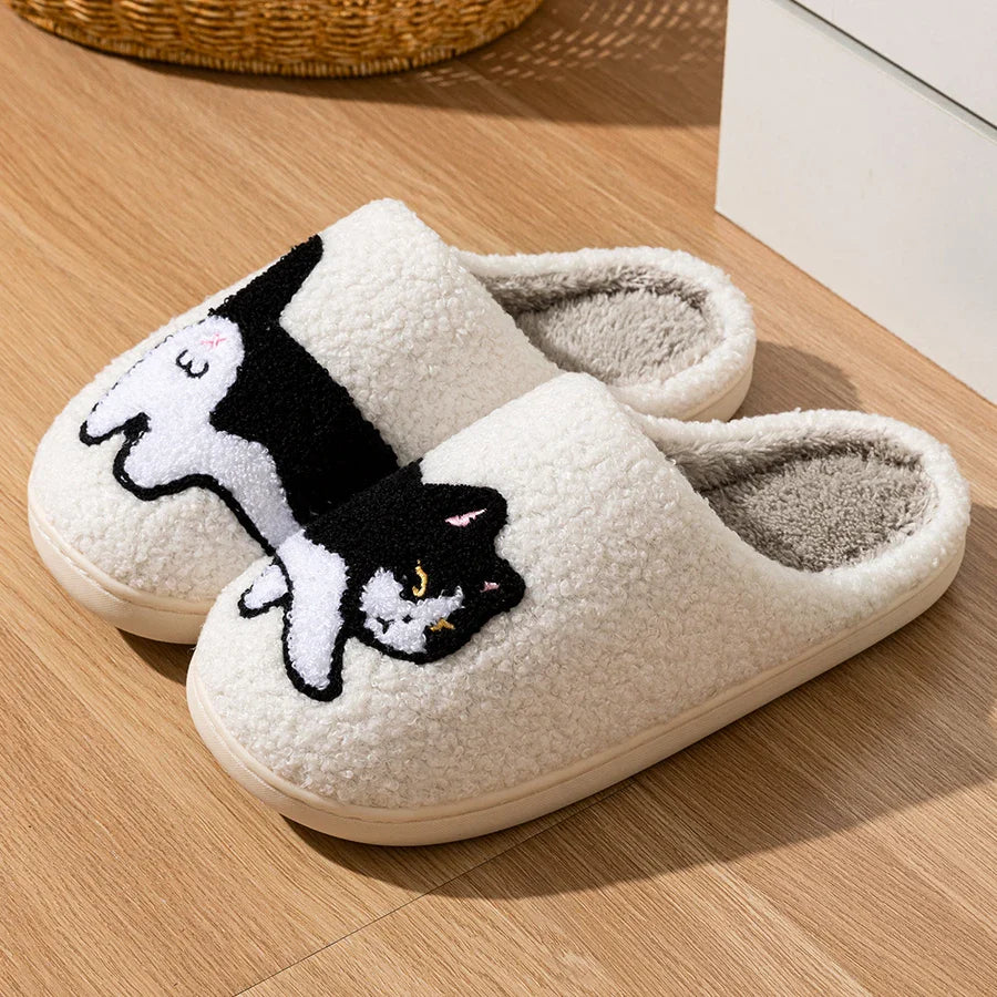 Slippers with Cat Pattern | Plush