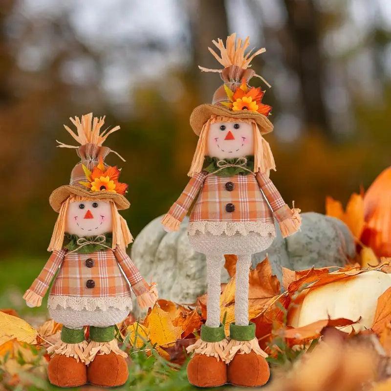 Poupée épouvantail rembourrée - Décoration d'automne avec pattes flexibles