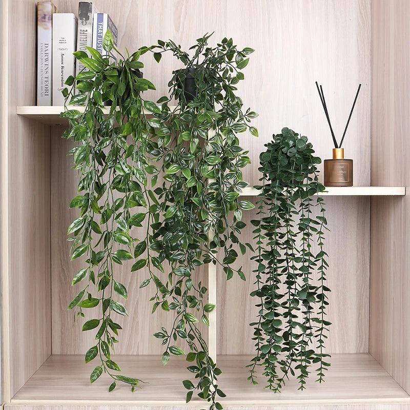 Piante Appese in Plastica - Rampicanti da Parete con Foglie per Esterno e Interno, Decorazione per Giardino e Soggiorno, Fiori Artificiali in Rattan