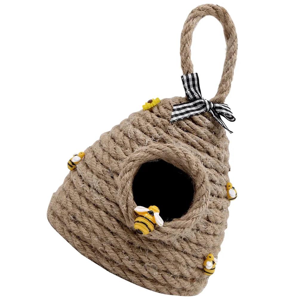 Creative Rope Woven Honeycomb Pendant Lamp - Bee Festival Balcony Bedroom Decoration, Beehive Coffee Straw Decor