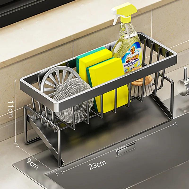 Keuken Sink Reinigingsgereedschap Opslagrek, Multifunctioneel RVS Afvoerrek voor Spons, Reinigingsmiddel Organisator en Doek Hanger