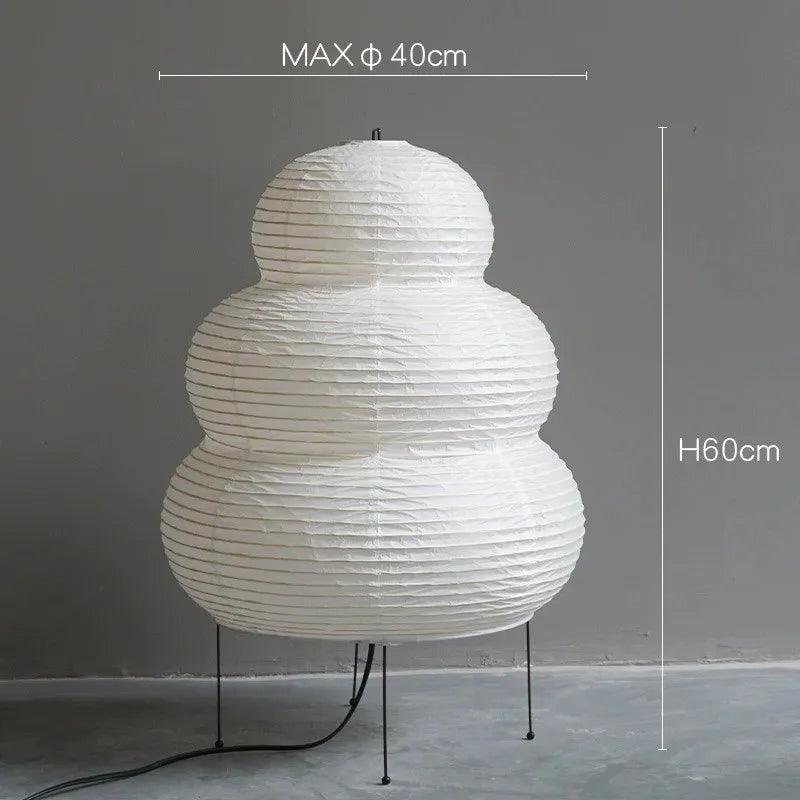 Japanse Wabi-Sabi Tripod Vloerlamp | Witte Rizenvellen Lamp voor Slaapkamer, Woonkamer, Eetkamer en Studiekamer