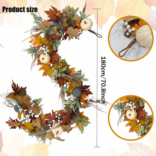 Herfst Pompoen & Esdoornbladkrans Set voor Voordeuren & Buitendecoratie