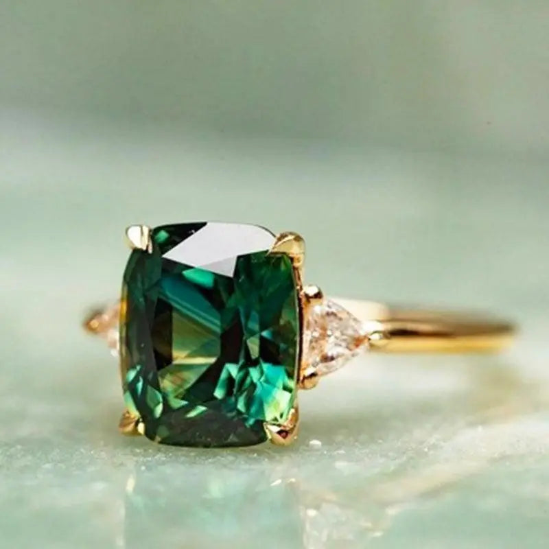 Elegante Vierkante Smaragd Ring