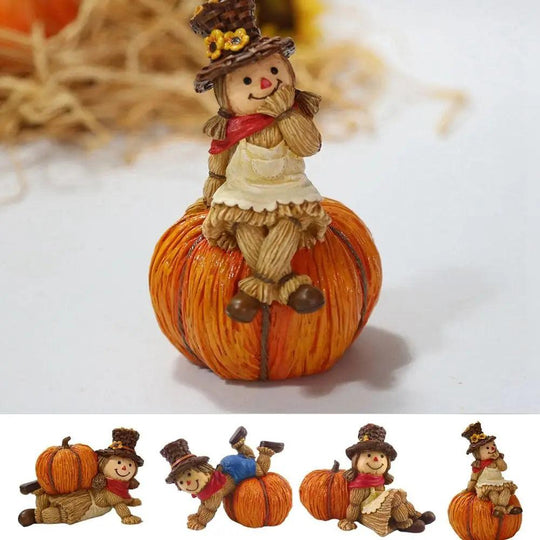 Pumpkin Scarecrow Ornaments - Unique Harvest Day Figurine for Boys & Girls