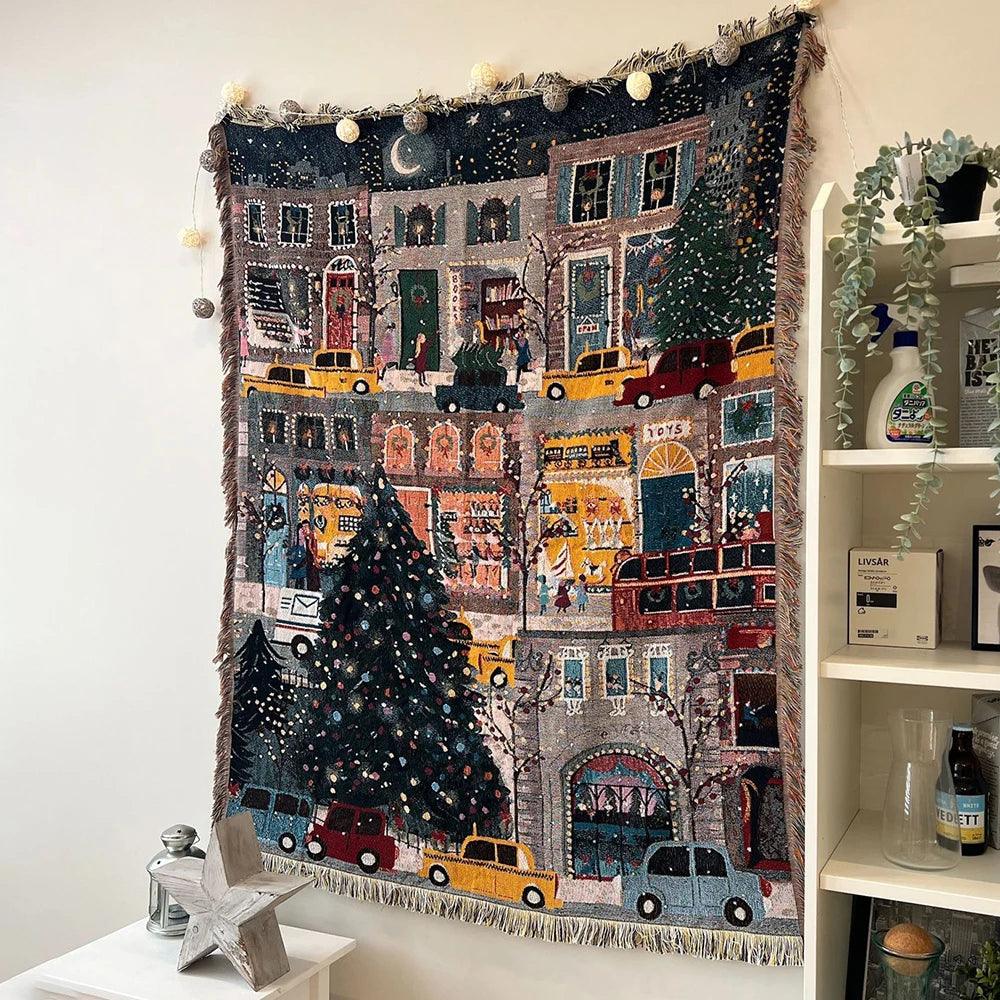 Coperta regalo di Capodanno 2024 – Schiaccianoci Albero di Natale Stella Copriletto e Plaid in pile morbido per decorazioni natalizie a casa